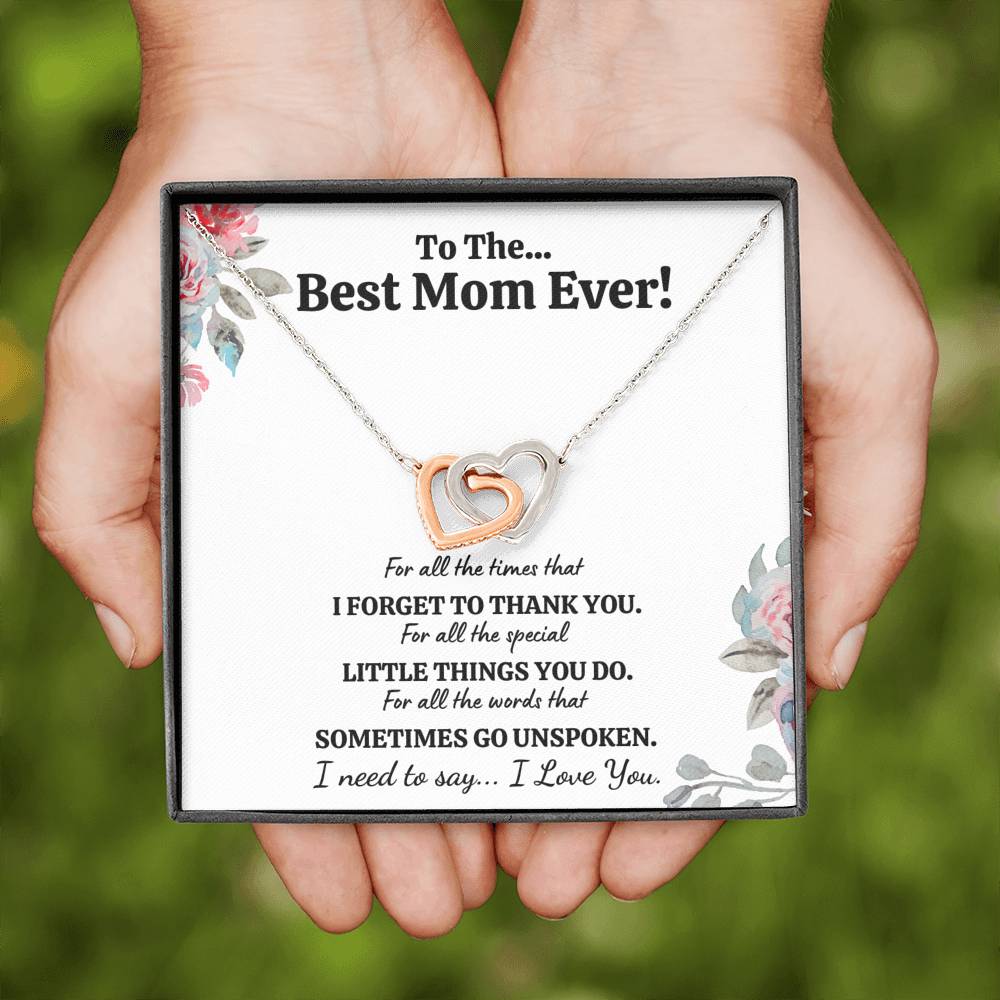 TO THE BEST MOM EVER "FOR ALL" INTERLOCKING HEARTS NECKLACE GIFT SET - ON CLOUD NINE GIFTS