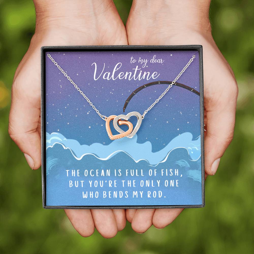 TO MY DEAR VALENTINE "FISH" INTERLOCKING HEARTS NECKLACE VALENTINES DAY GIFT SET - ON CLOUD NINE GIFTS