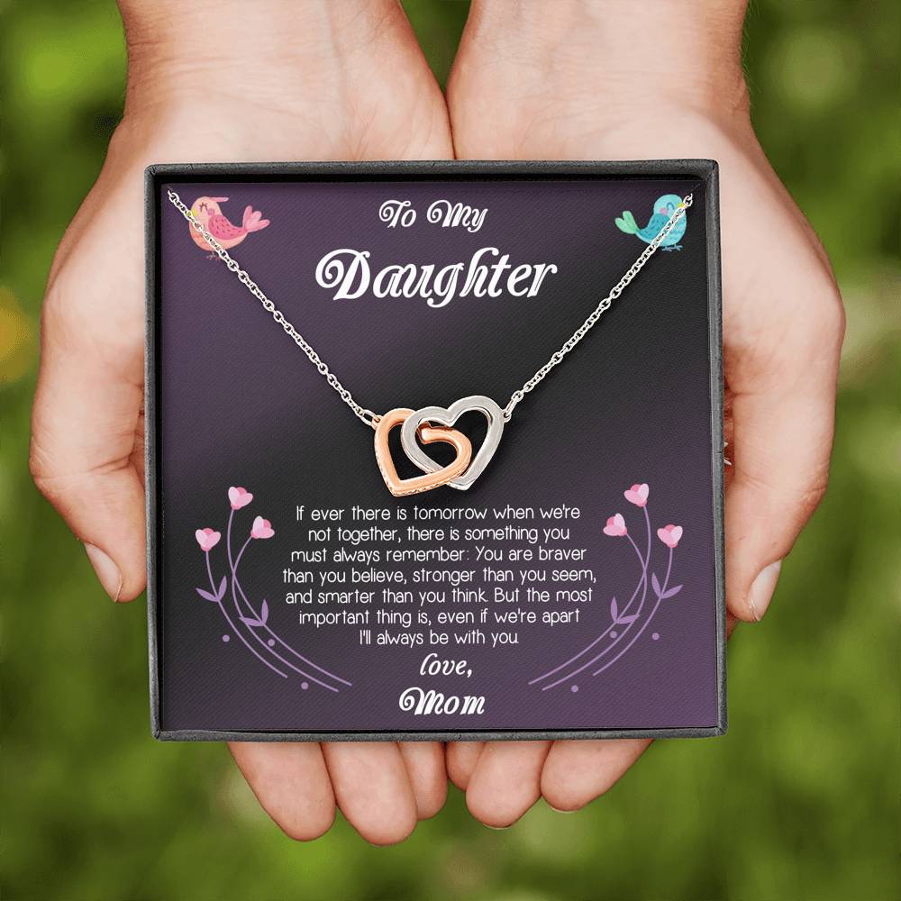 TO MY DAUGHTER FROM MOM "APART" INTERLOCKING HEARTS NECKLACE GIFT SET - ON CLOUD NINE GIFTS