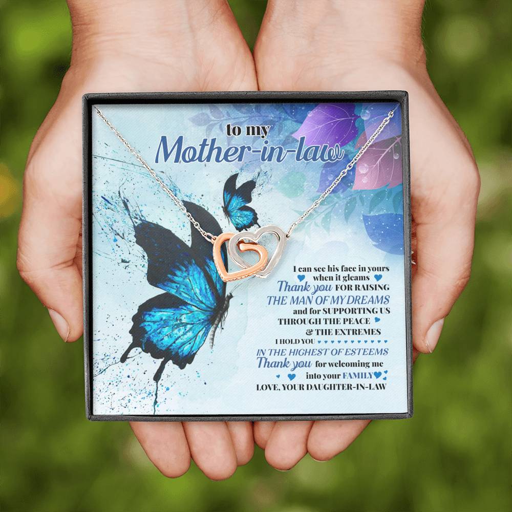 TO MY MOTHER IN LAW "ESTEEMS" INTERLOCKING HEARTS NECKLACE GIFT SET - ON CLOUD NINE GIFTS