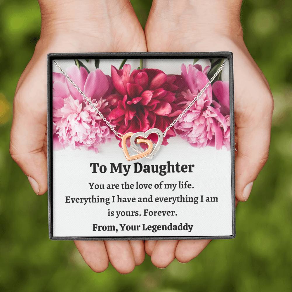 TO MY DAUGHTER "FROM, YOUR LEGENDADDY" INTERLOCKING HEARTS NECKLACE GIFT SET - ON CLOUD NINE GIFTS