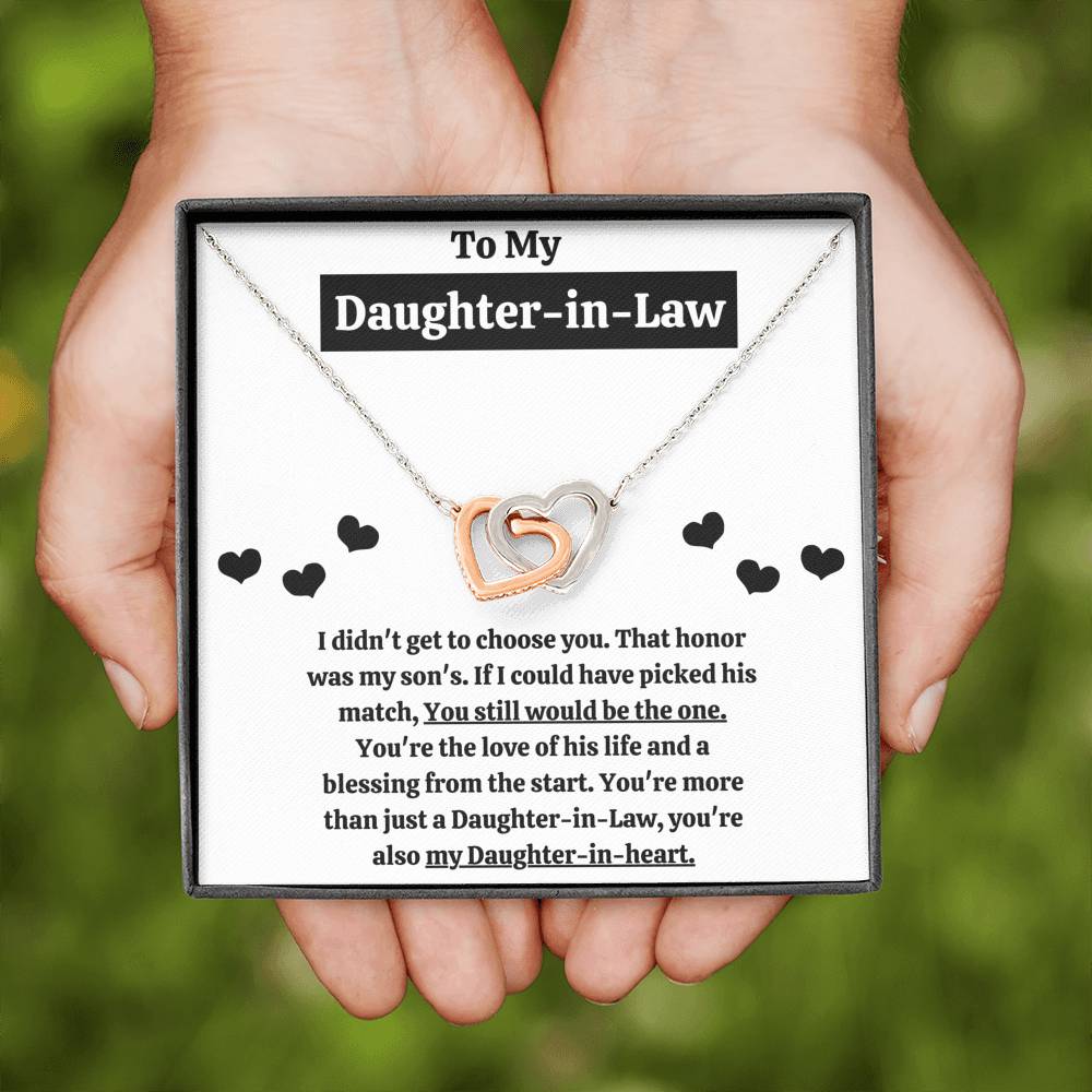 TO MY DAUGHTER-IN-LAW "BLESSING FROM THE START" INTERLOCKING HEARTS NECKLACE GIFT SET - ON CLOUD NINE GIFTS