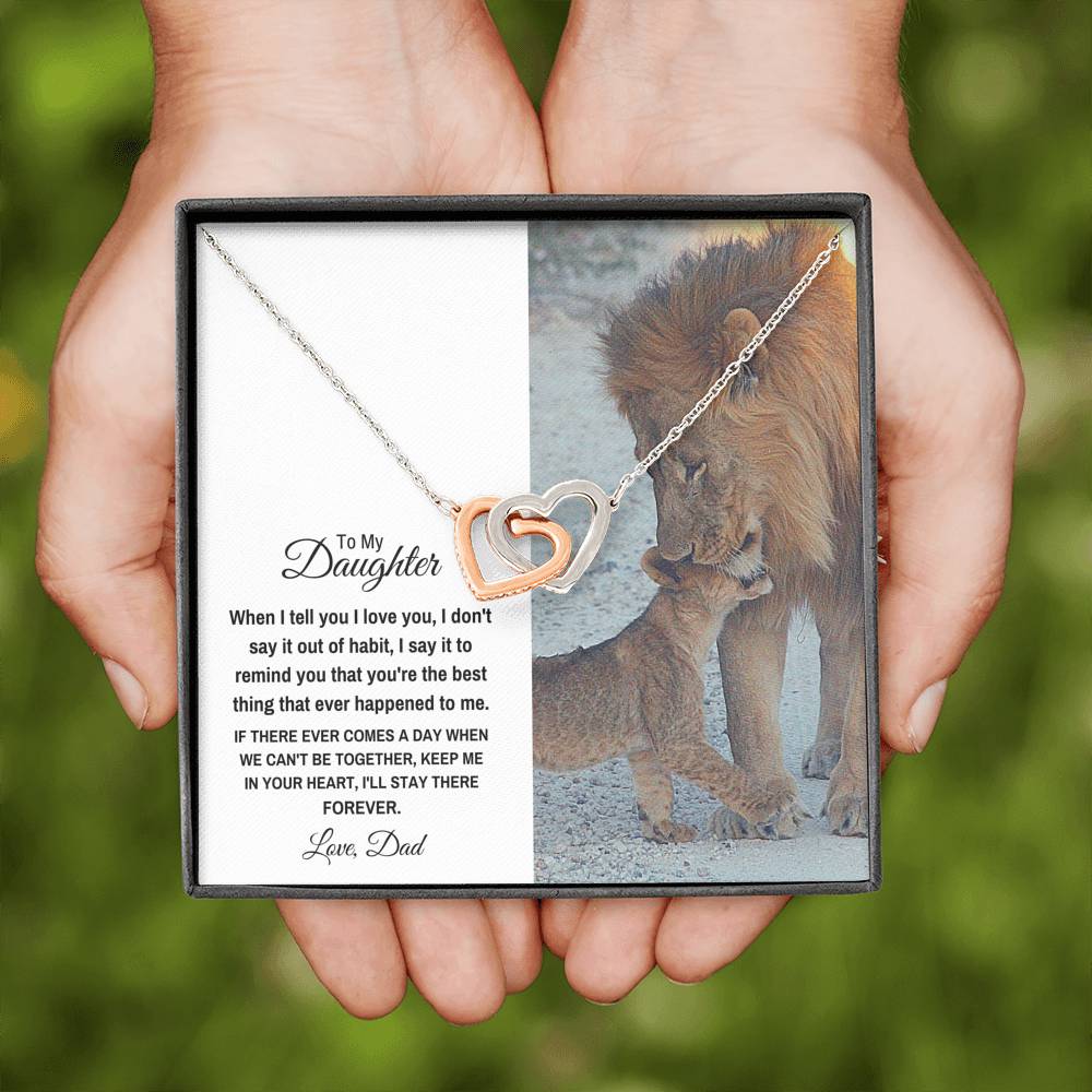 TO MY DAUGHTER "STAY THERE FOREVER" INTERLOCKING HEARTS NECKLACE GIFT SET - ON CLOUD NINE GIFTS