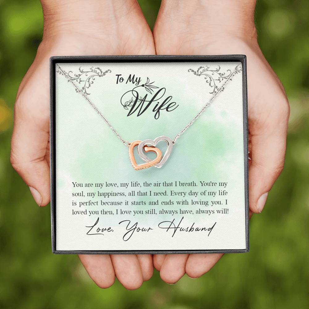 TO MY WIFE "ALL THAT I NEED" INTERLOCKING HEARTS NECKLACE GIFT SET - ON CLOUD NINE GIFTS