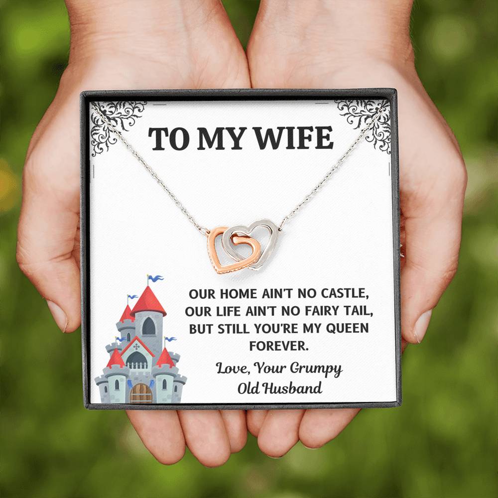 TO MY WIFE "CASTLE" INTERLOCKING HEARTS NECKLACE GIFT SET - ON CLOUD NINE GIFTS