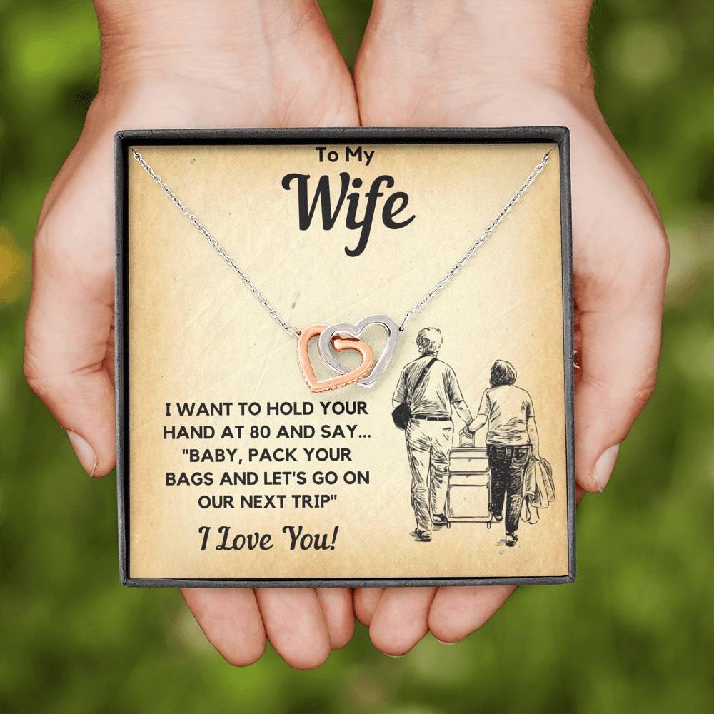 TO MY WIFE BAGS INTERLOCKING HEARTS NECKLACE GIFT SET - ON CLOUD NINE GIFTS