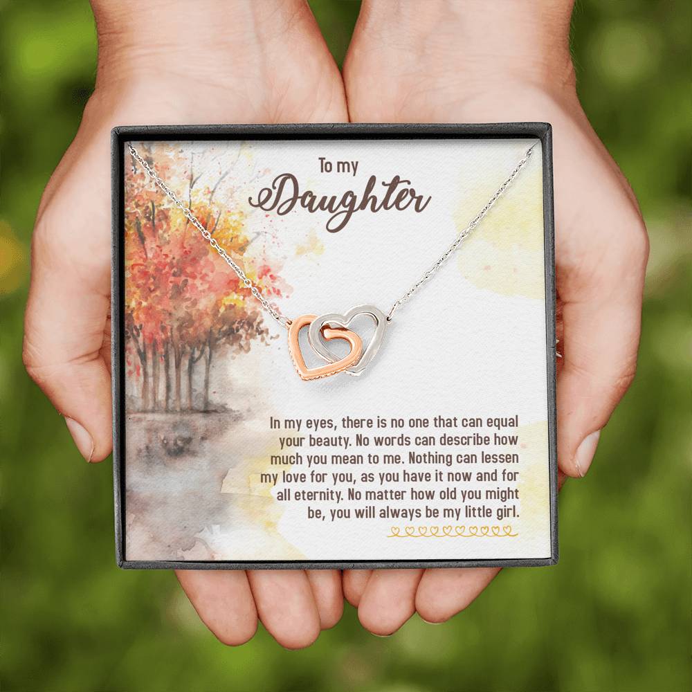 TO MY DAUGHTER "EQUAL YOUR BEAUTY - FALL" INTERLOCKING HEARTS NECKLACE GIFT SET - ON CLOUD NINE GIFTS