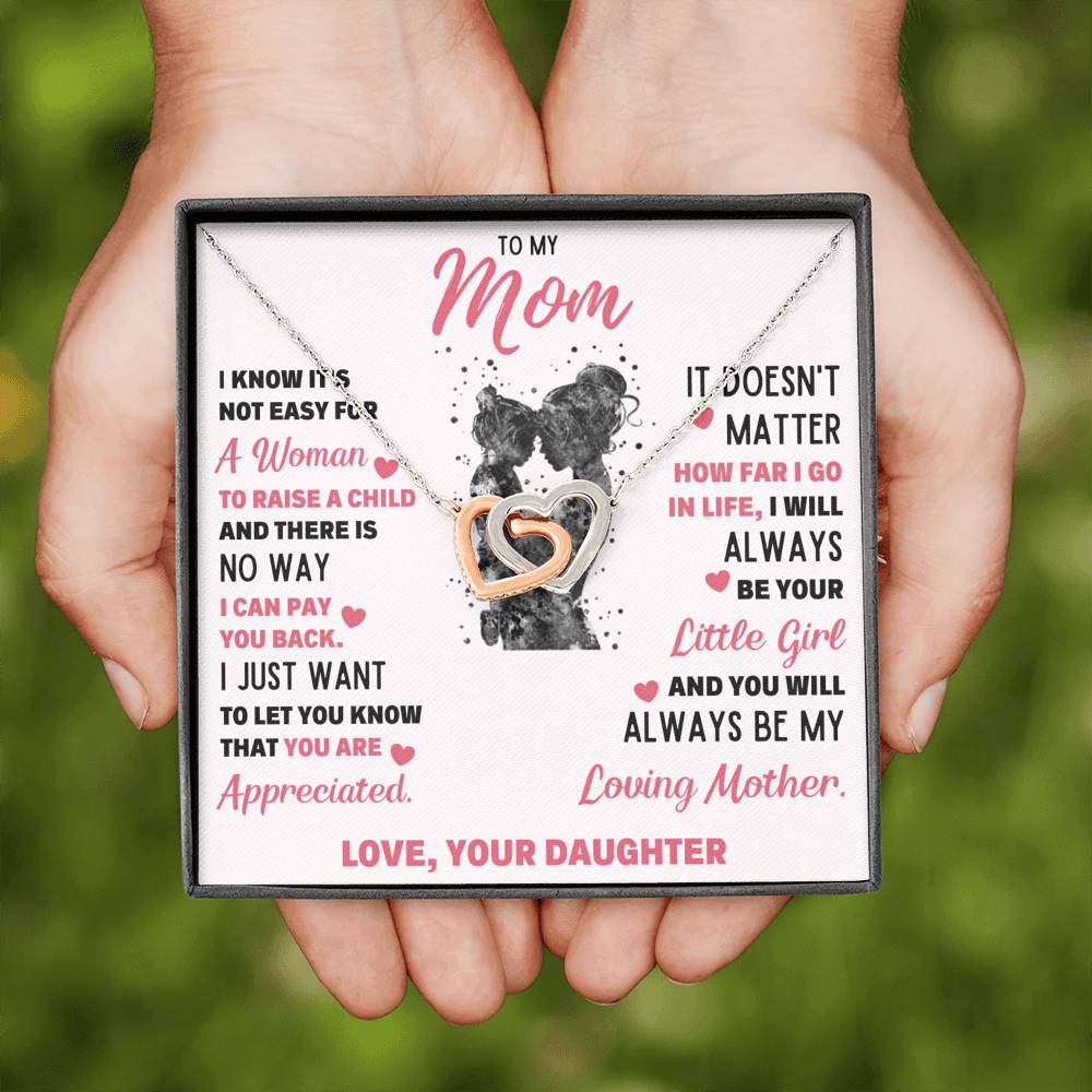 TO MY MOM LITTLE GIRL INTERLOCKING NECKLACE GIFT SET - ON CLOUD NINE GIFTS