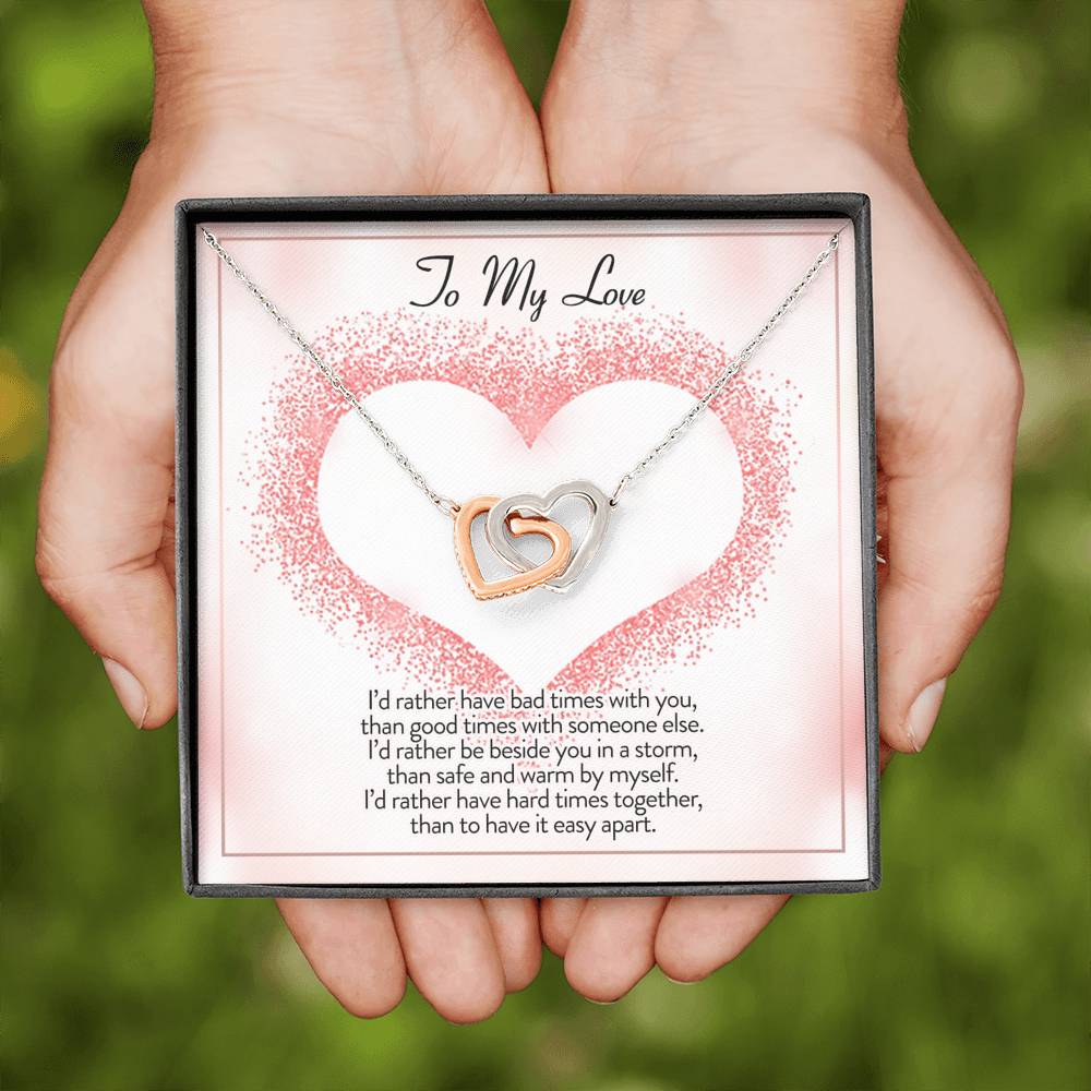 TO MY LOVE "I'D RATHER" INTERLOCKING HEARTS NECKLACE GIFT SET - ON CLOUD NINE GIFTS
