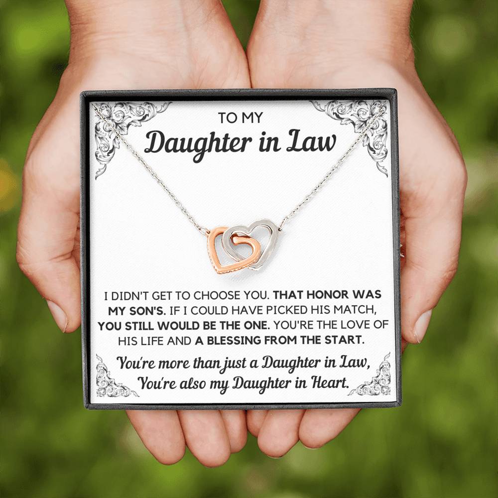 TO MY DAUGHTER-IN-LAW HONOR INTERLOCKING HEARTS NECKLACE GIFT SET - ON CLOUD NINE GIFTS