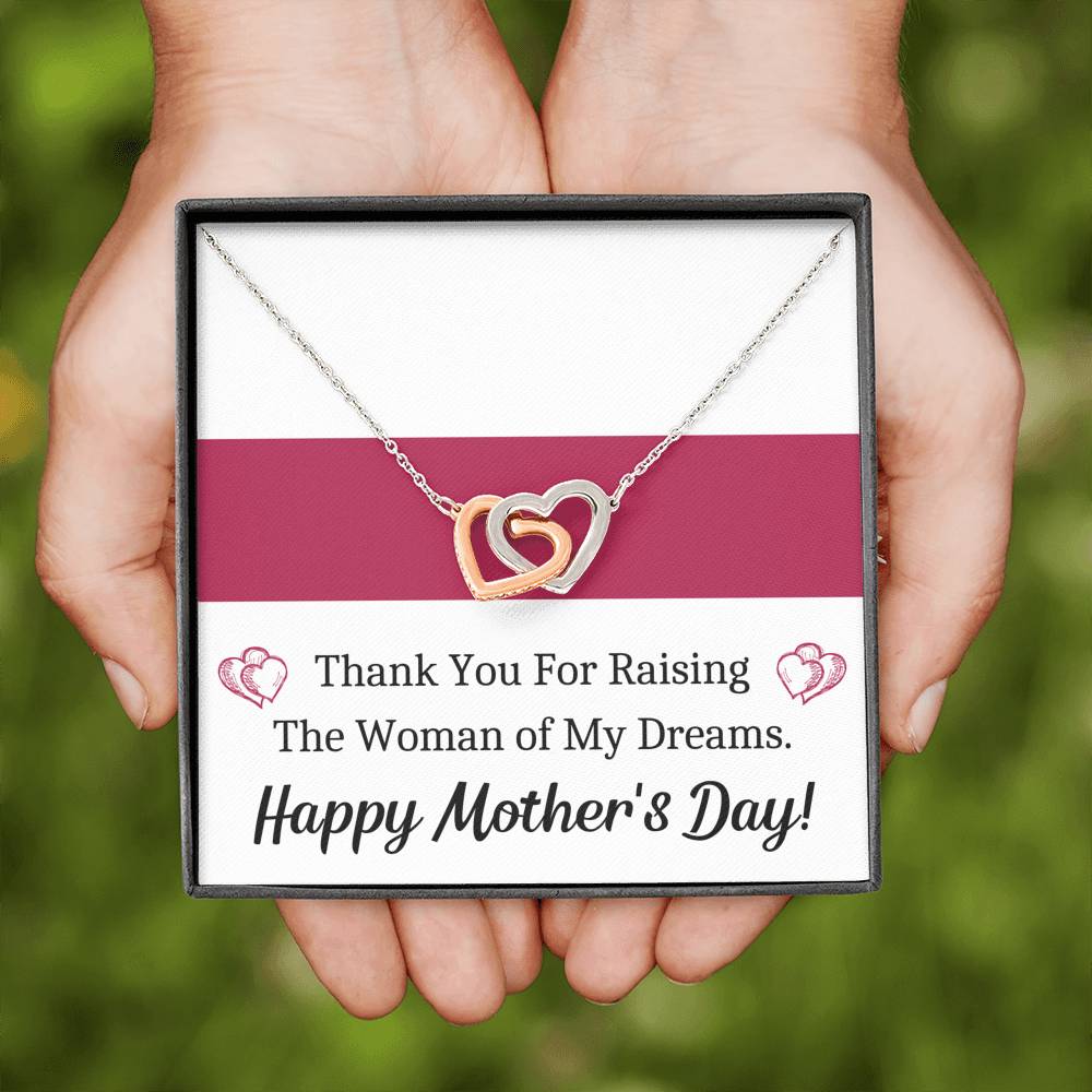 TO MY FUTURE MOTHER IN LAW WOMAN OF MY DREAMS INTERLOCKING HEARTS NECKLACE GIFT SET - ON CLOUD NINE GIFTS