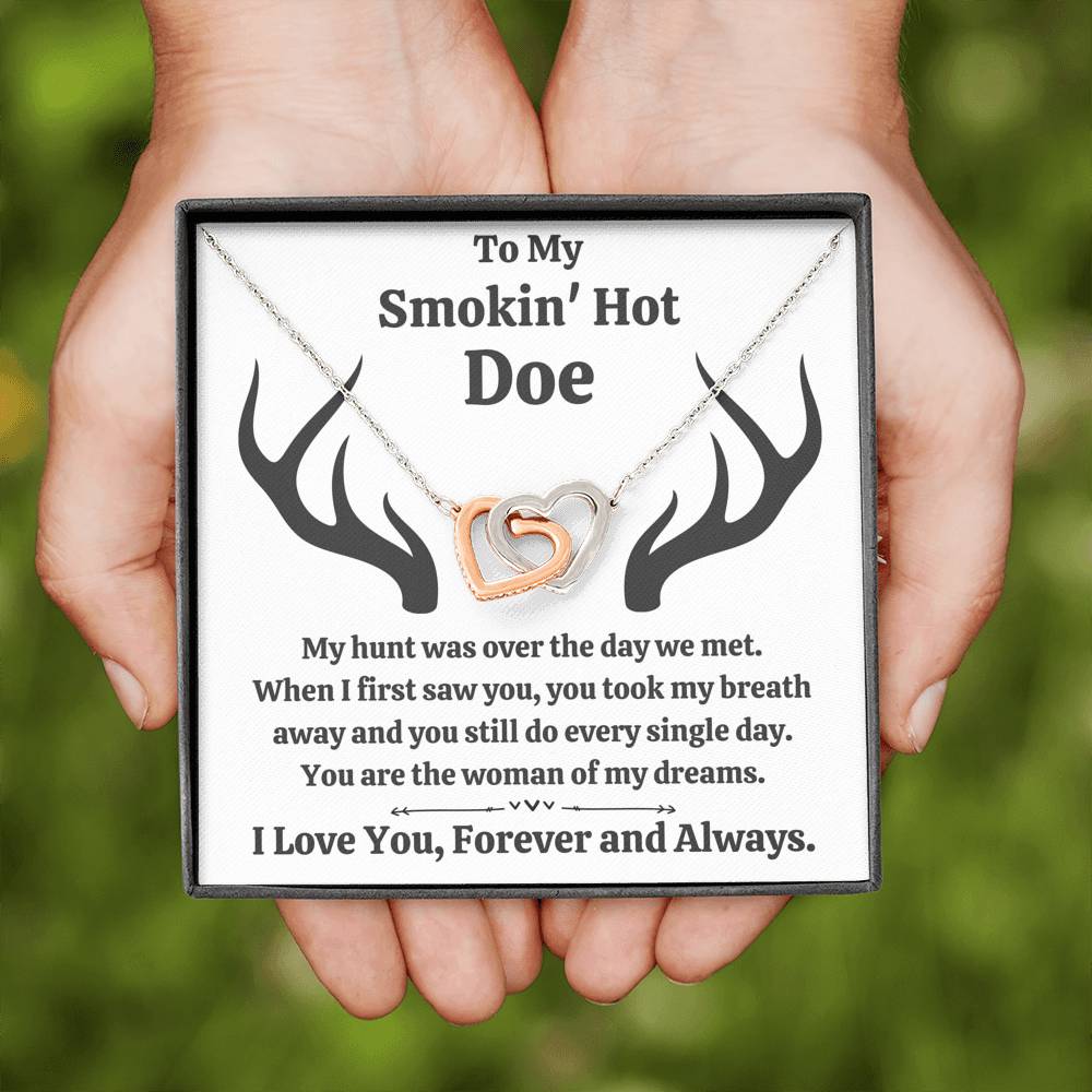 TO MY SMOKIN HOT DOE "DREAMS" INTERLOCKING HEARTS NECKLACE GIFT SET - ON CLOUD NINE GIFTS