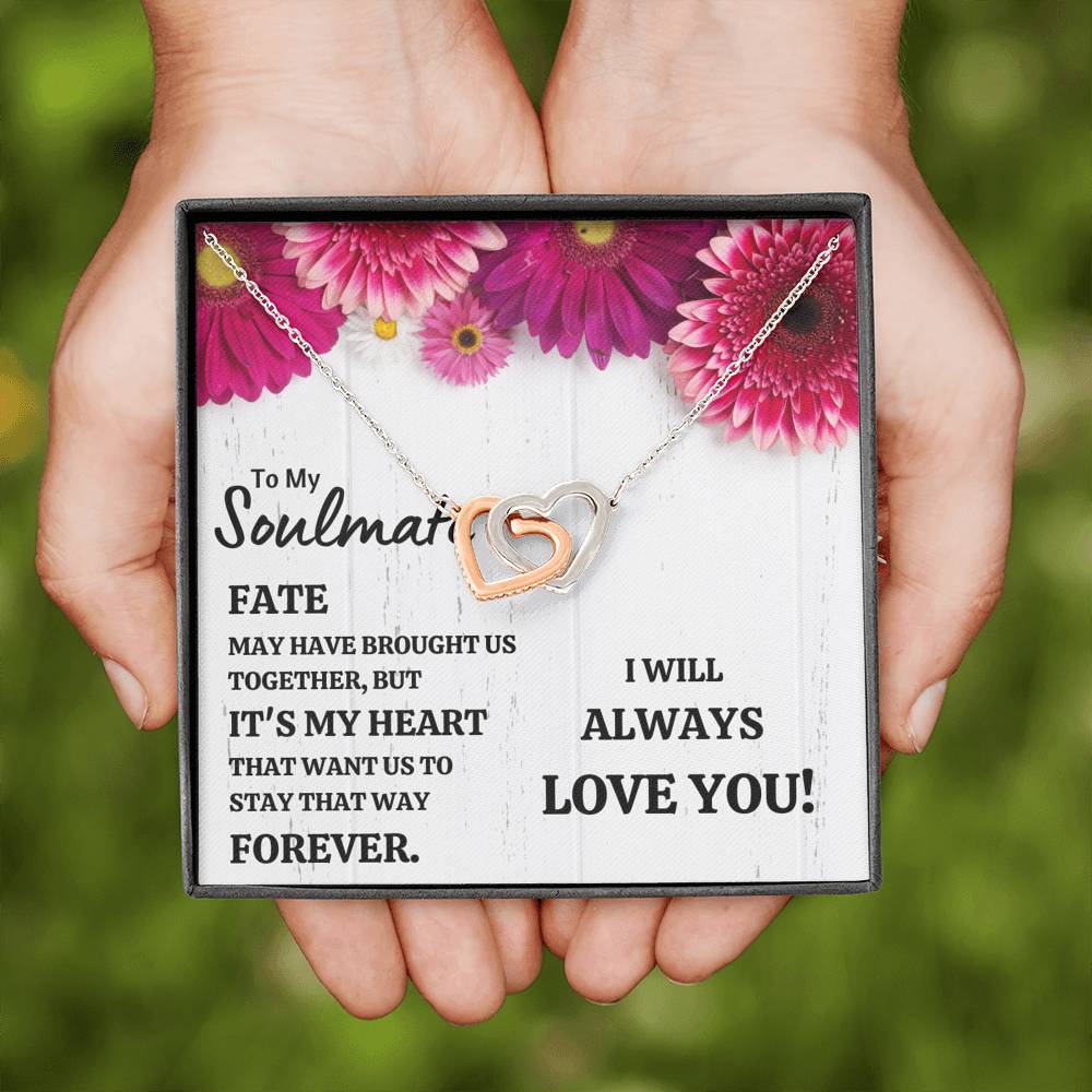 TO MY SOULMATE "IT'S MY HEART" INTERLOCKING HEARTS NECKLACE GIFT SET - ON CLOUD NINE GIFTS