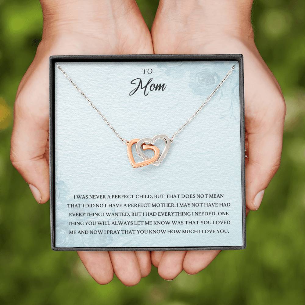 TO MY MOM "EVERYTHING I NEEDED PB" INTERLOCKING HEARTS NECKLACE GIFT SET - ON CLOUD NINE GIFTS