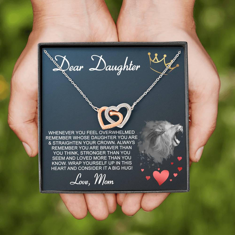 DEAR DAUGHTER "CROWN" INTERLOCKING HEARTS NECKLACE GIFT SET - ON CLOUD NINE GIFTS