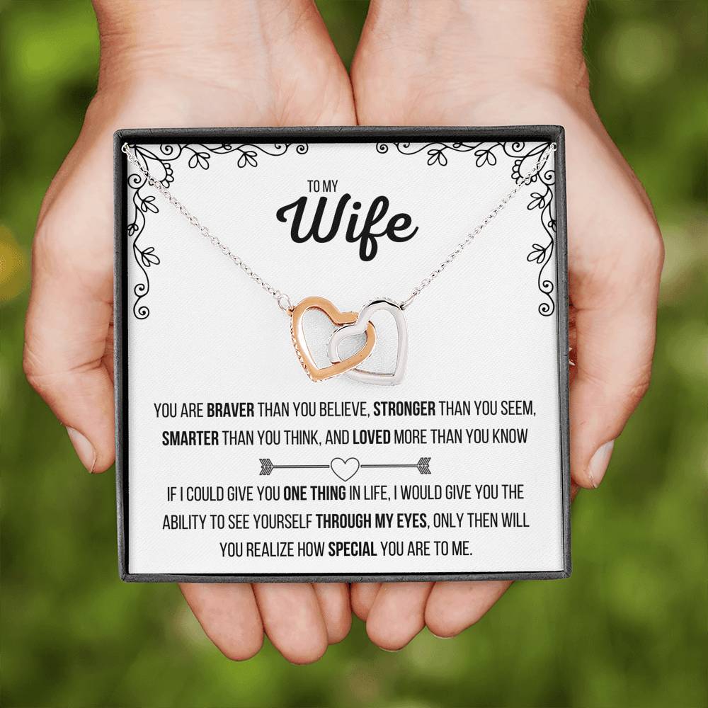 TO MY WIFE INTERLOCKING NECKLACE | MESSAGE CARD | GIFT BOX - ON CLOUD NINE GIFTS