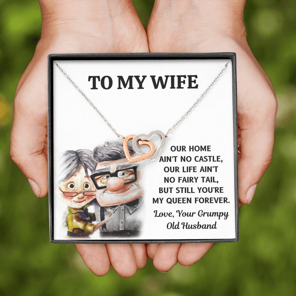 TO MY WIFE "CASTLE - UP" INTERLOCKING HEARTS NECKLACE GIFT SET - ON CLOUD NINE GIFTS