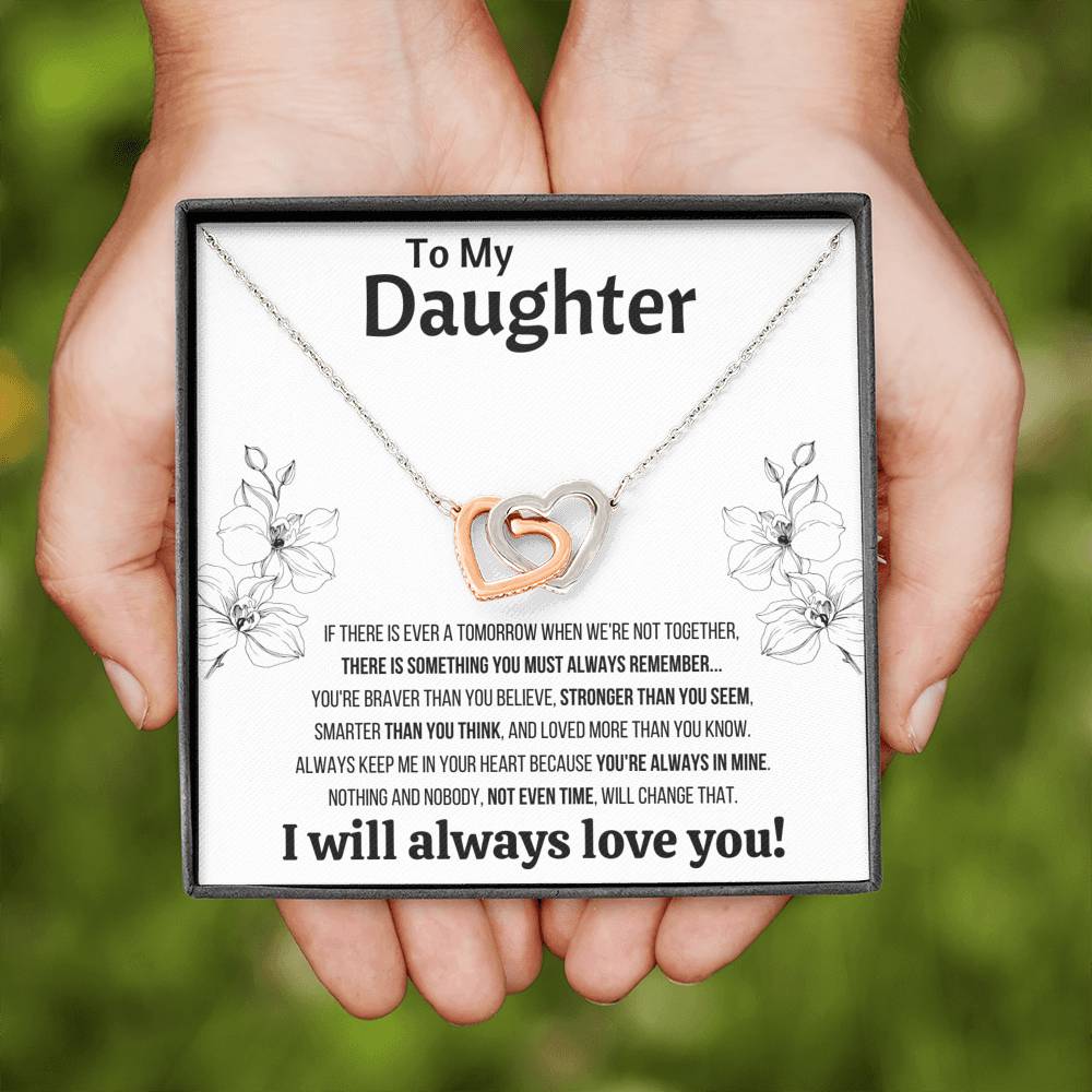 TO MY DAUGHTER "NOT EVEN TIME" INTERLOCKING HEARTS NECKLACE GIFT SET - ON CLOUD NINE GIFTS