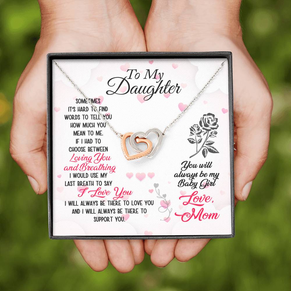 TO MY DAUGHTER "BREATHING" INTERLOCKING HEARTS NECKLACE GIFT SET - ON CLOUD NINE GIFTS