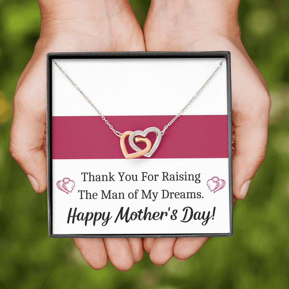 TO MY FUTURE MOTHER IN LAW MAN OF MY DREAMS INTERLOCKING HEARTS NECKLACE GIFT - ON CLOUD NINE GIFTS