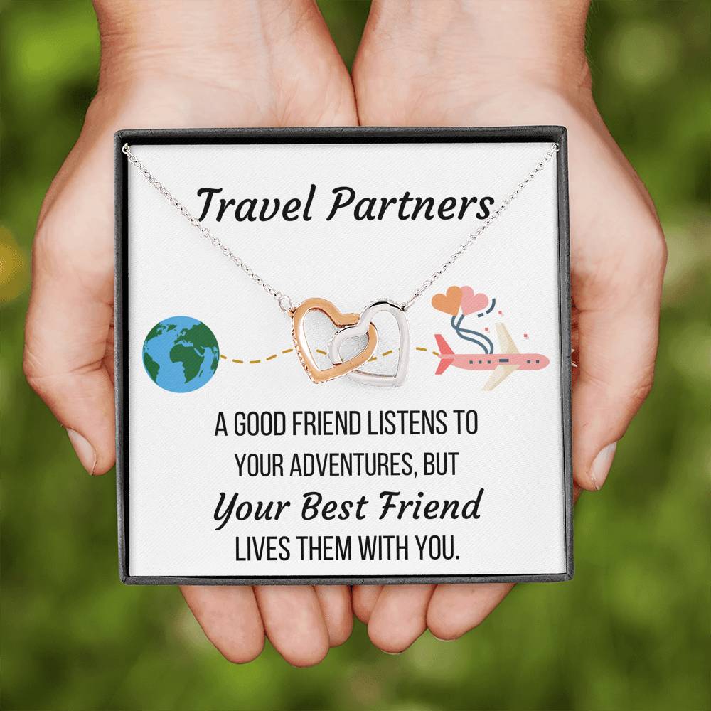 TRAVEL PARTNERS INTERLOCKING NECKLACE | MESSAGE CARD | GIFT BOX - ON CLOUD NINE GIFTS