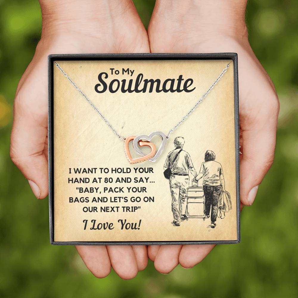 TO MY SOULMATE BAGS INTERLOCKING HEARTS NECKLACE GIFT SET - ON CLOUD NINE GIFTS