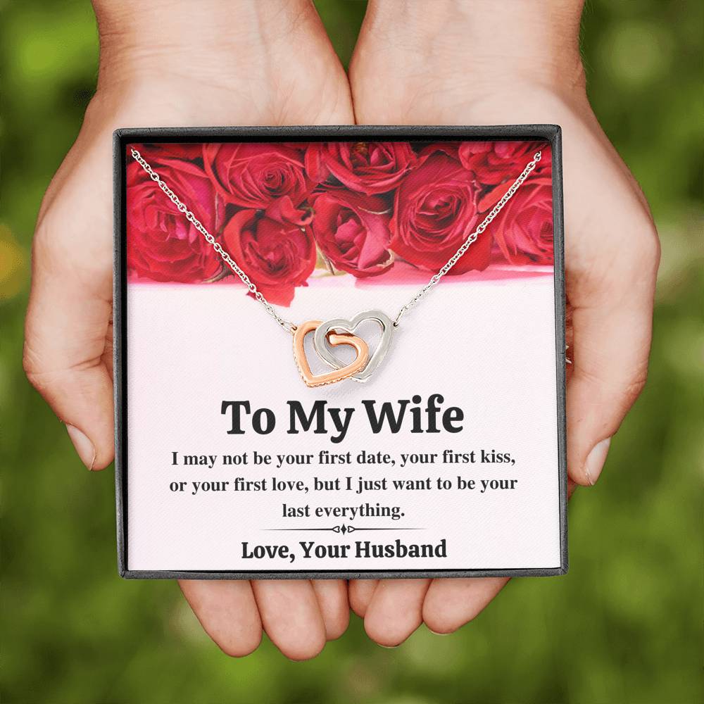 TO MY WIFE "LAST EVERYTHING - RED ROSES" INTERLOCKING NECKLACE GIFT SET - ON CLOUD NINE GIFTS