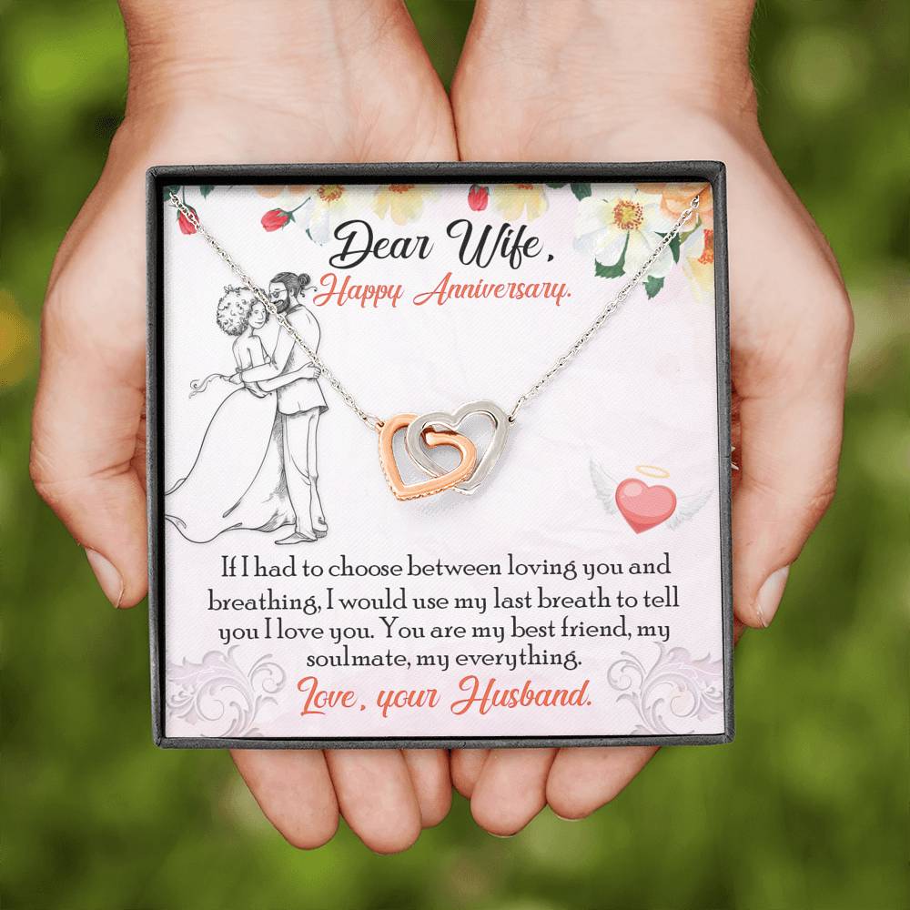 DEAR WIFE "BREATHING" INTERLOCKING HEARTS NECKLACE ANNIVERSARY GIFT SET - ON CLOUD NINE GIFTS