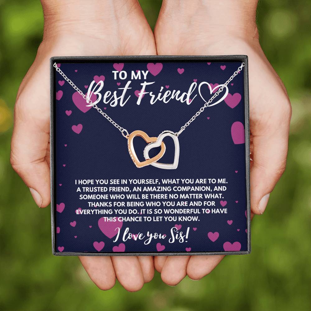 TO MY BEST FRIEND INTERLOCKING HEART NECKLACE GIFT SET - ON CLOUD NINE GIFTS
