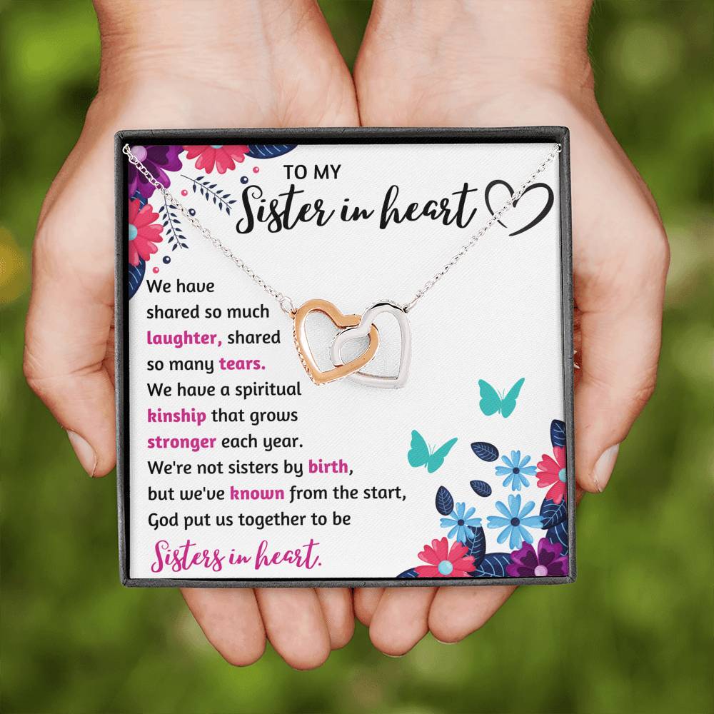 TO MY SISTER IN HEART INTERLOCKING NECKLACE | MESSAGE CARD | GIFT BOX - ON CLOUD NINE GIFTS