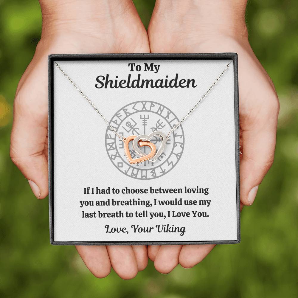 TO MY SHIELDMAIDEN "BREATHING" INTERLOCKING HEARTS NECKLACE GIFT SET - ON CLOUD NINE GIFTS