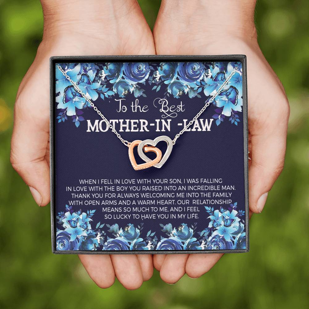 TO MY MOTHER IN LAW "WARM-SO" INTERLOCKING HEARTS NECKLACE GIFT SET - ON CLOUD NINE GIFTS