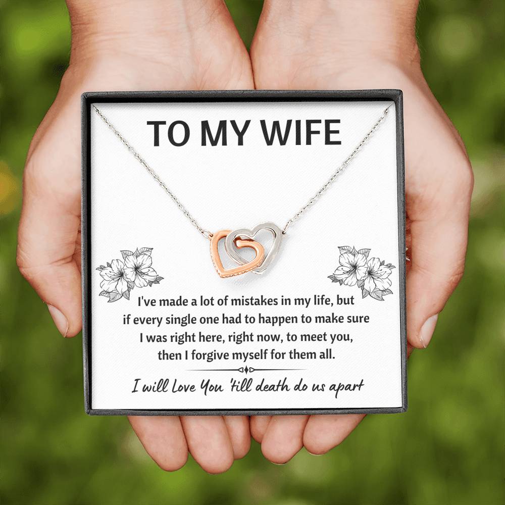 TO MY WIFE "MISTAKES" INTERLOCKING HEARTS NECKLACE GIFT SET - ON CLOUD NINE GIFTS