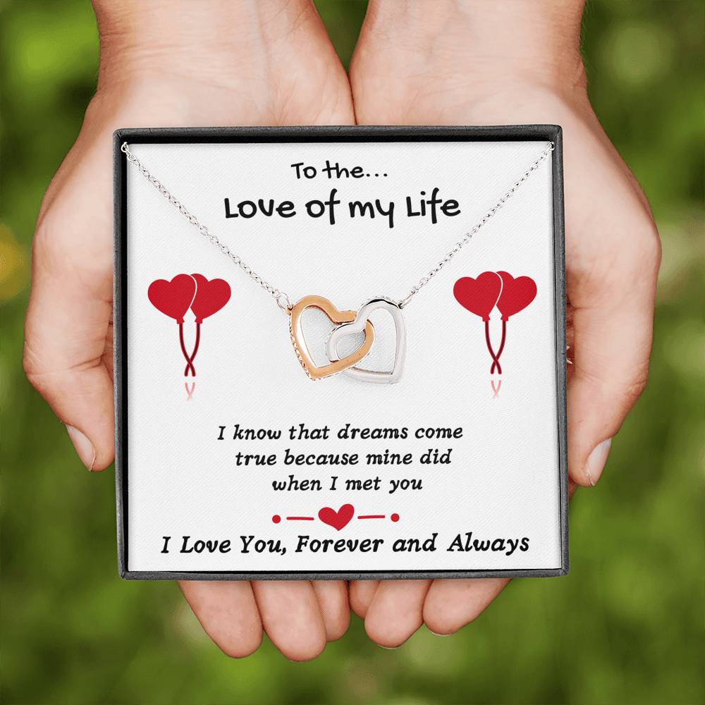 TO THE LOVE OF MY LIFE INTERLOCKING NECKLACE GIFT SET - ON CLOUD NINE GIFTS