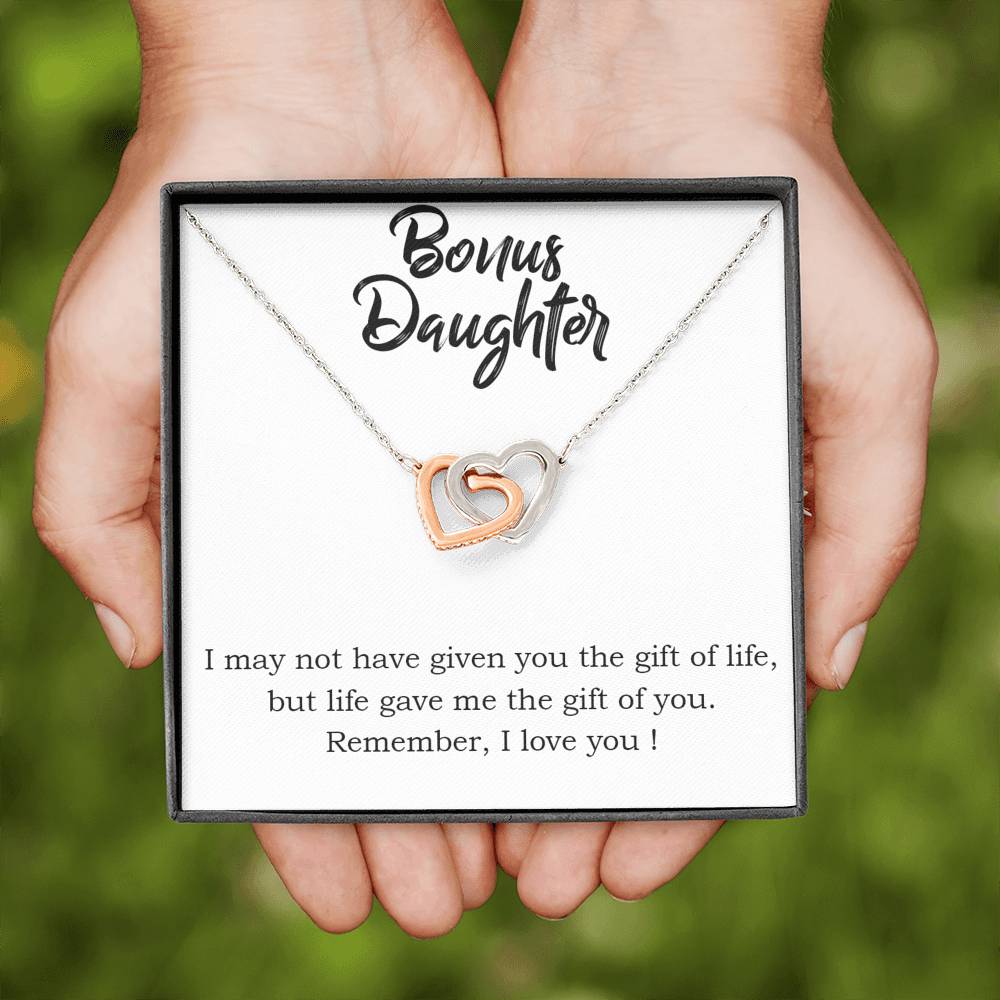 BONUS DAUGHTER "THE GIFT OF YOU" INTERLOCKING HEARTS NECKLACE GIFT SET - ON CLOUD NINE GIFTS