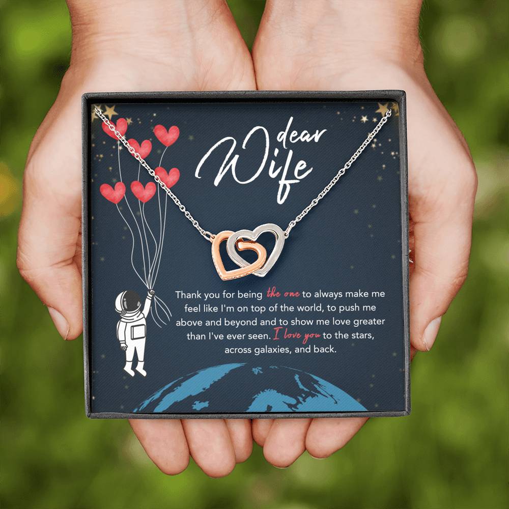 DEAR WIFE "STARS" INTERLOCKING HEARTS NECKLACE GIFT SET - ON CLOUD NINE GIFTS