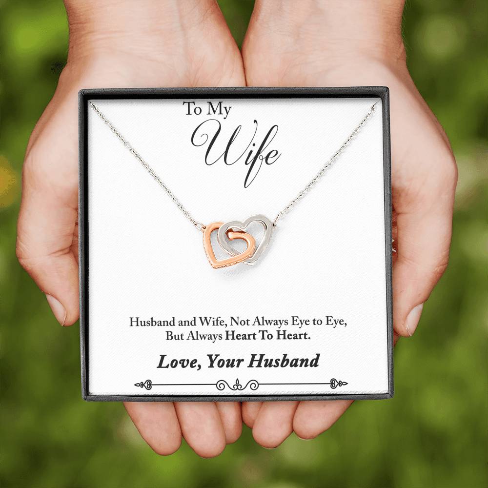 TO MY WIFE "HEART TO HEART - SO" INTERLOCKING HEARTS NECKLACE GIFT SET - ON CLOUD NINE GIFTS