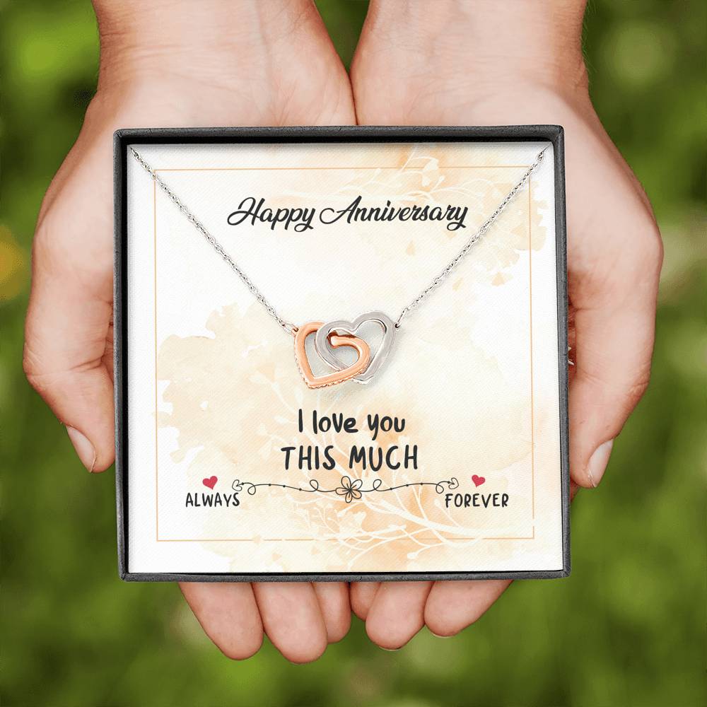 HAPPY ANNIVERSARY "THIS MUCH" INTERLOCKING HEARTS NECKLACE GIFT SET - ON CLOUD NINE GIFTS