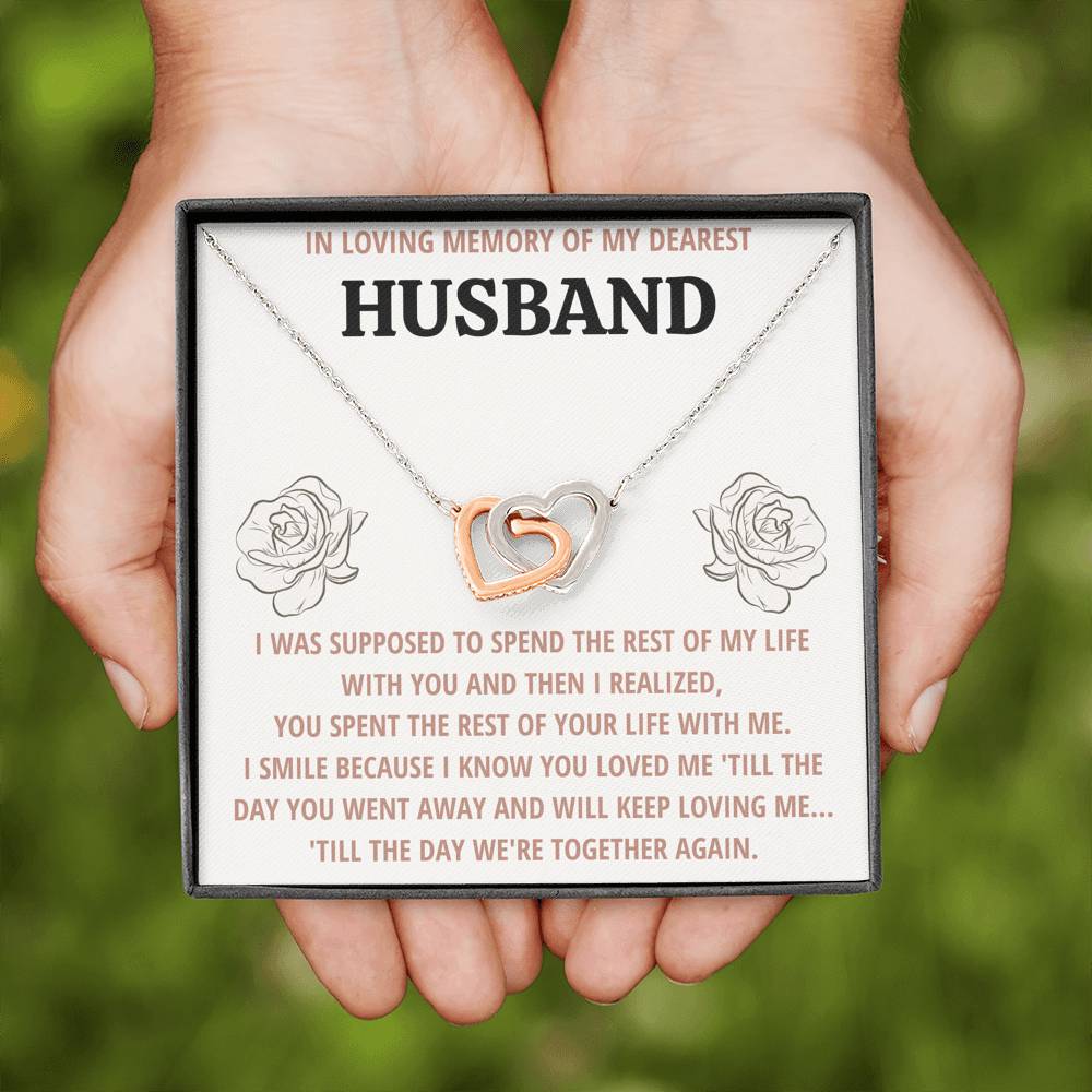 TO MY HUSBAND "LIFE" REMEMBRANCE INTERLOCKING HEARTS NECKLACE GIFT SET - ON CLOUD NINE GIFTS