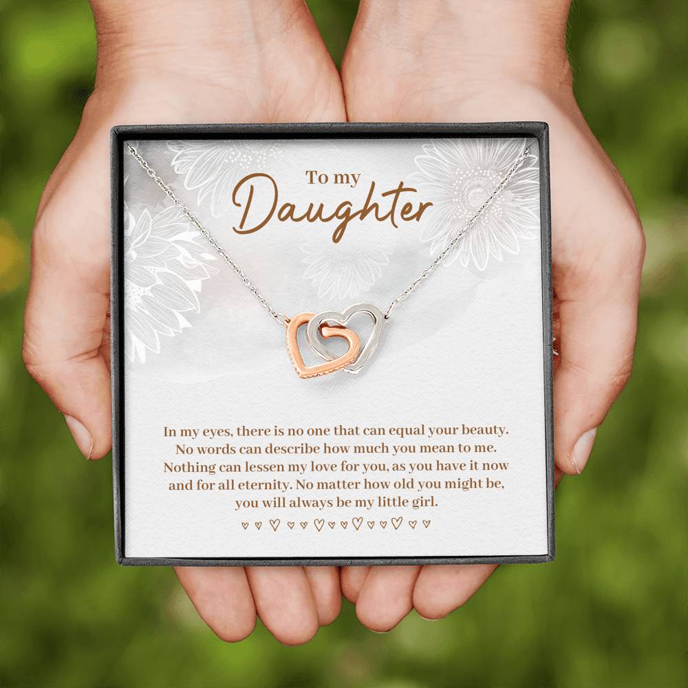 TO MY DAUGHTER "EQUAL YOUR BEAUTY" INTERLOCKING HEARTS NECKLACE GIFT SET - ON CLOUD NINE GIFTS