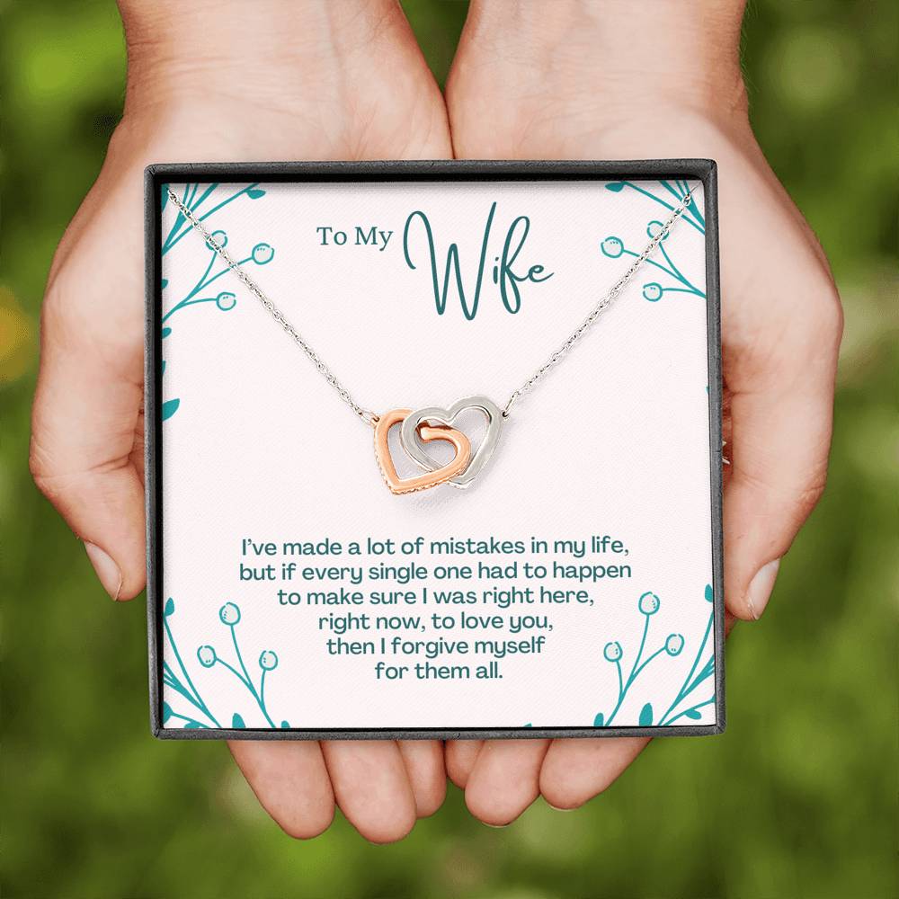 TO MY WIFE "MISTAKES - SO" INTERLOCKING HEARTS NECKLACE GIFT SET - ON CLOUD NINE GIFTS