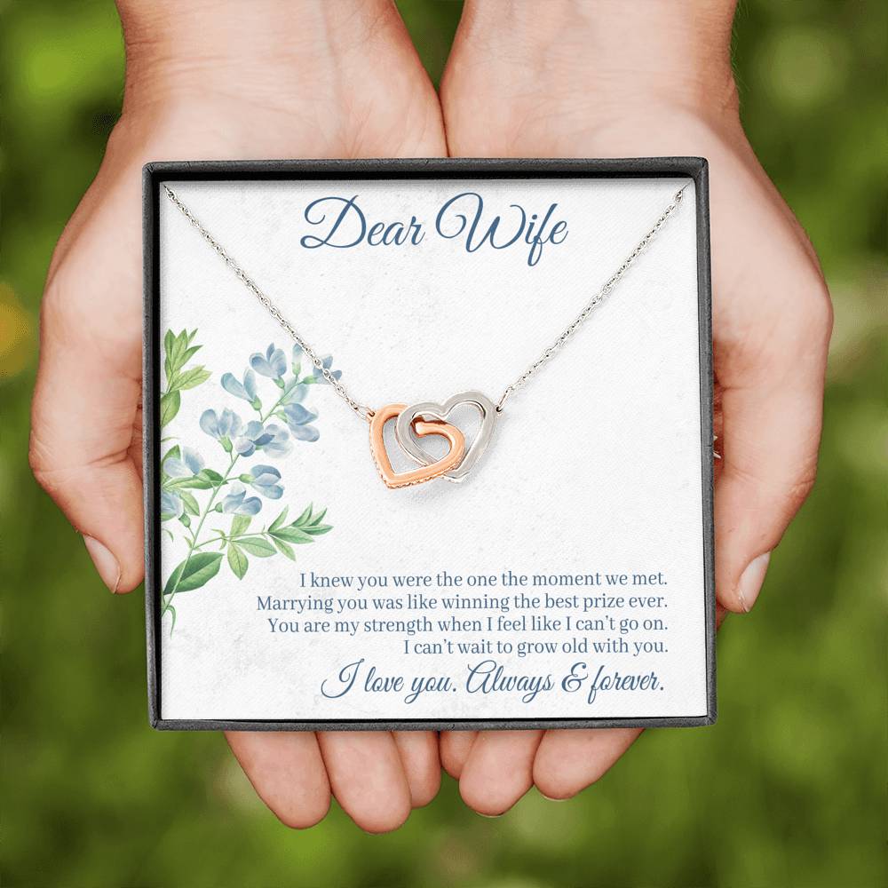 DEAR WIFE "THE ONE" INTERLOCKING HEARTS NECKLACE GIFT SET - ON CLOUD NINE GIFTS