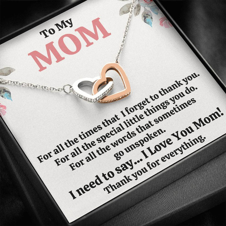 TO MY MOM "FOR ALL" INTERLOCKING HEARTS NECKLACE GIFT SET - ON CLOUD NINE GIFTS