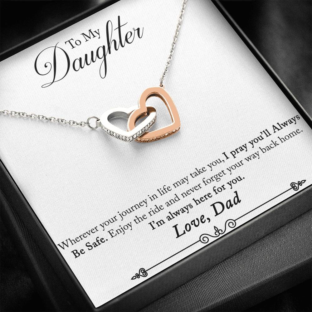 TO MY DAUGHTER "ENJOY THE RIDE" INTERLOCKING HEARTS NECKLACE GIFT SET - ON CLOUD NINE GIFTS