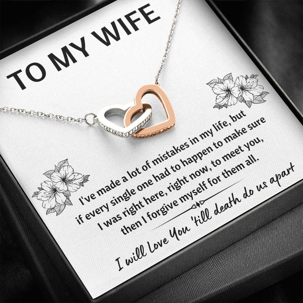 TO MY WIFE "MISTAKES" INTERLOCKING HEARTS NECKLACE GIFT SET - ON CLOUD NINE GIFTS