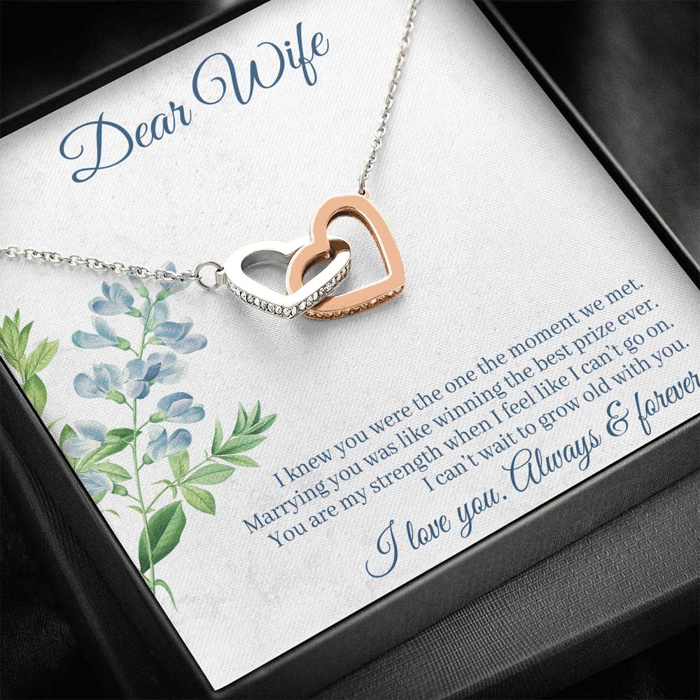 DEAR WIFE "THE ONE" INTERLOCKING HEARTS NECKLACE GIFT SET - ON CLOUD NINE GIFTS