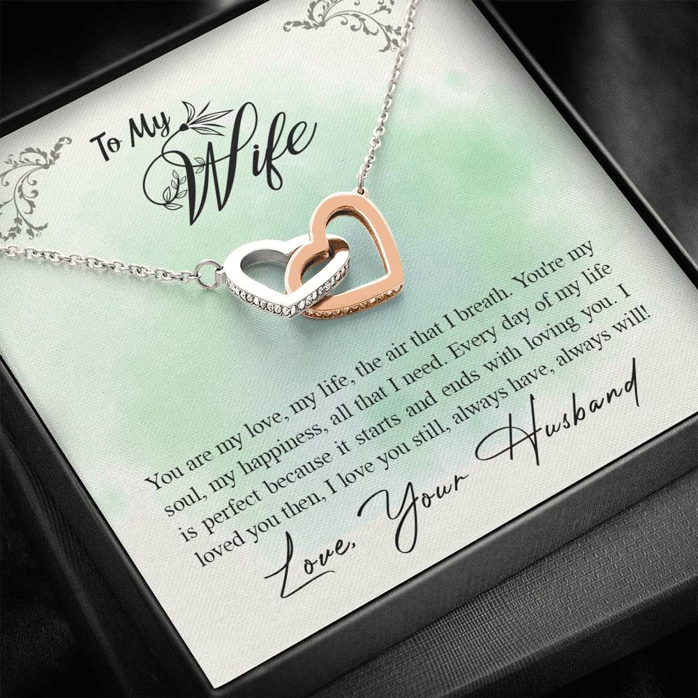 TO MY WIFE "ALL THAT I NEED" INTERLOCKING HEARTS NECKLACE GIFT SET - ON CLOUD NINE GIFTS