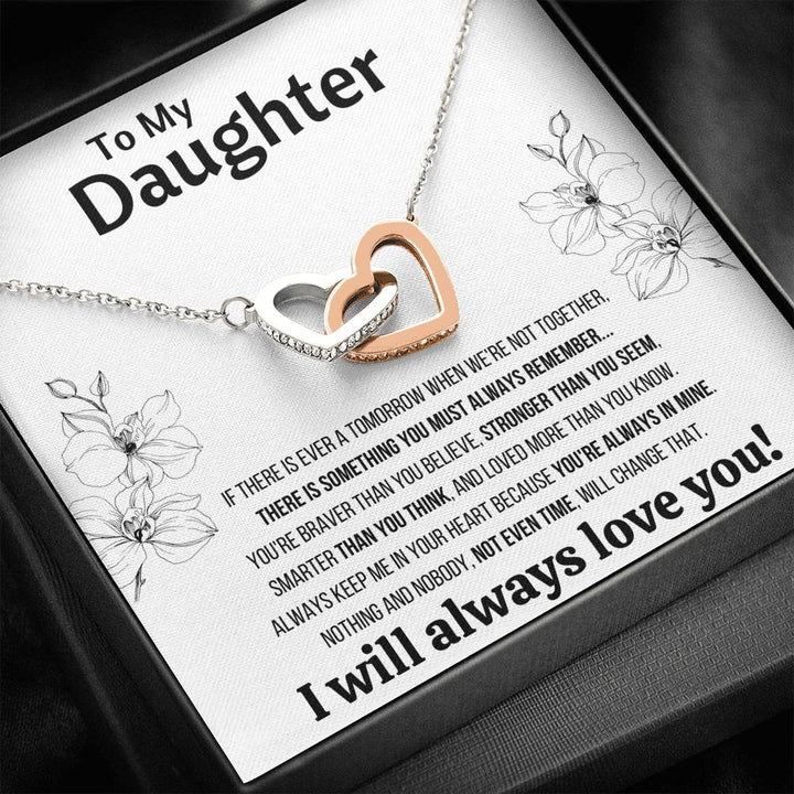 TO MY DAUGHTER "NOT EVEN TIME" INTERLOCKING HEARTS NECKLACE GIFT SET - ON CLOUD NINE GIFTS