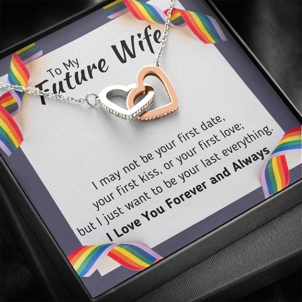 TO MY FUTURE WIFE LGBTQ INTERLOCKING HEARTS NECKLACE GIFT SET - ON CLOUD NINE GIFTS