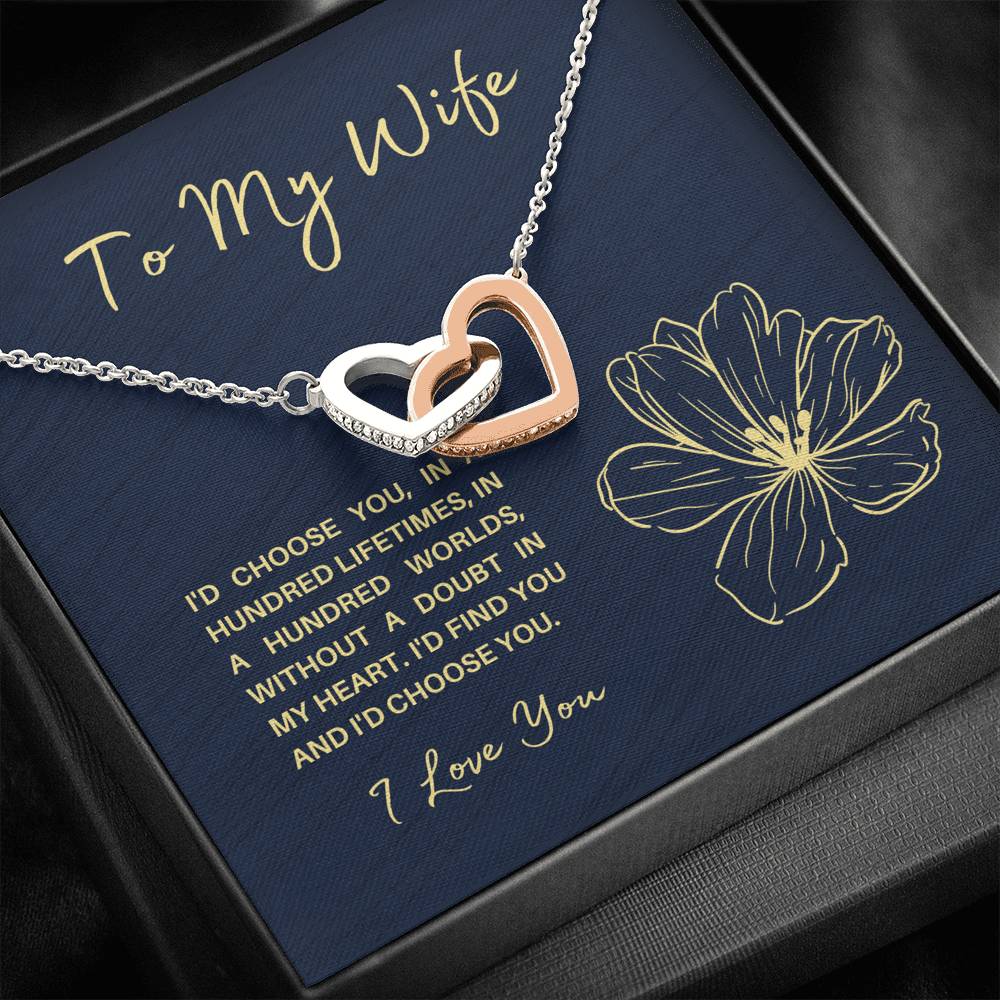 TO MY WIFE "HUNDRED LIFETIMES" INTERLOCKING HEARTS NECKLACE GIFT SET - ON CLOUD NINE GIFTS